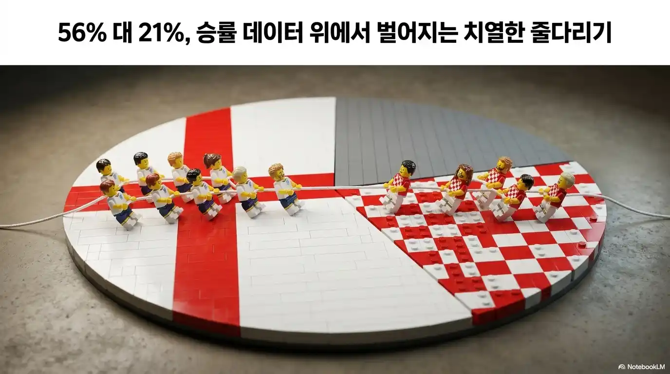 잉글랜드 크로아티아 승리 확률 56% 21% 데이터 비교
