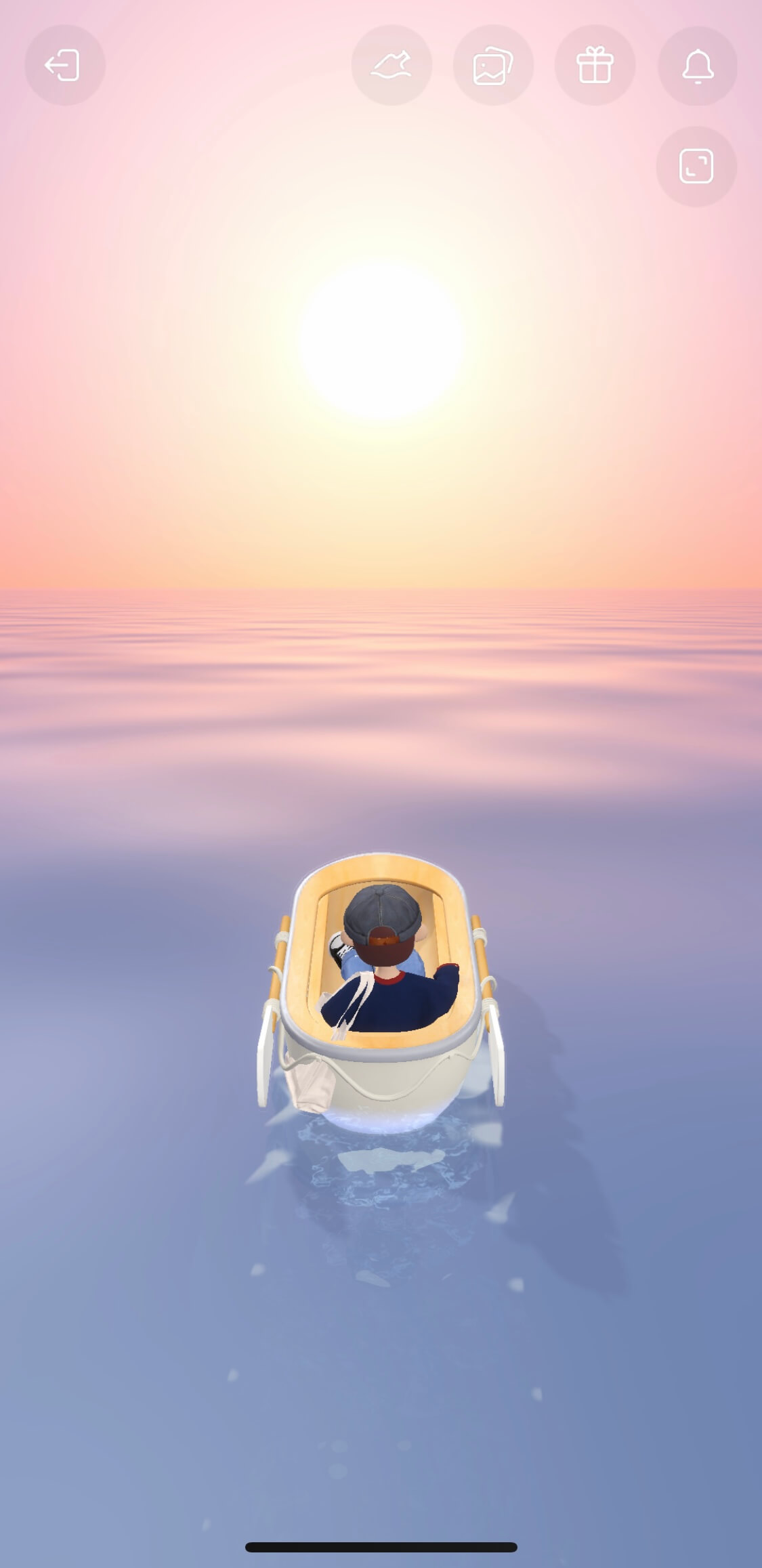 본디-앱의-플로팅-화면-(아바타가-배를타고-항해-중이다)