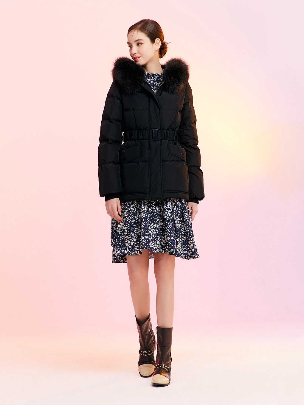 듀엘 폭스퍼 벨트 구스 숏패딩 D224PSG271