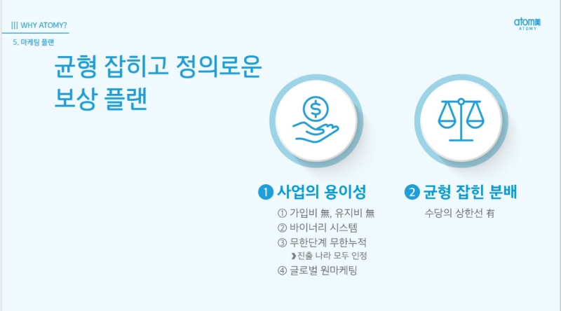 무자본: 애터미 사업은 시작하는 데 필요한 가입비와 진입비가 단 1원도 없습니다, 불필요한 제품을 구매하여 재고 부담이나 금전적인 손해를 볼 위험이 일절 없어요. 💸