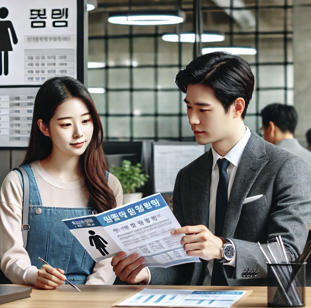 외국인 근로자가 고용보험 정보를 받는 장면