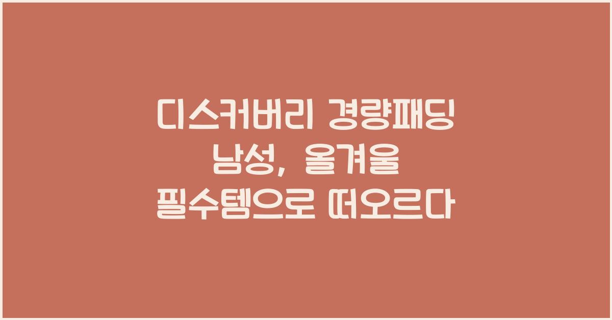 디스커버리 경량패딩 남성