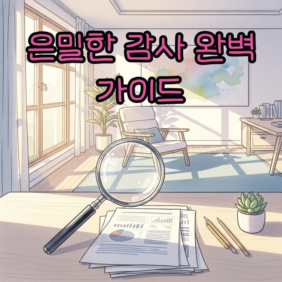 밝은 사무실 안 서류와 돋보기가 놓인 따뜻한 풍경