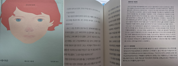 소장 중인 '데미안'의 표지와 본문 촬영 사진