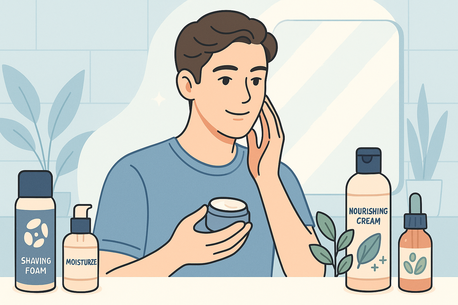 남성 동안 관리법 (면도, 수분, 영양크림) 이미지
