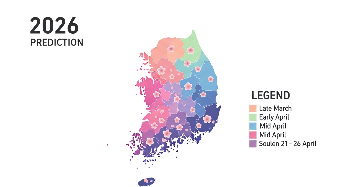 2026년 대한민국 벚꽃 개화 예상 지도 인포그래픽
