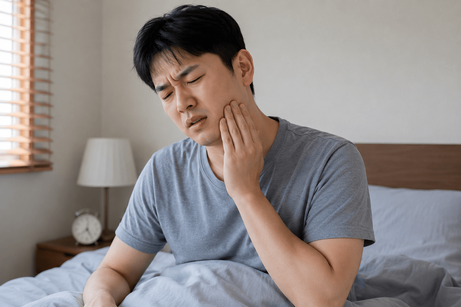 아침 턱 뻐근함 모습