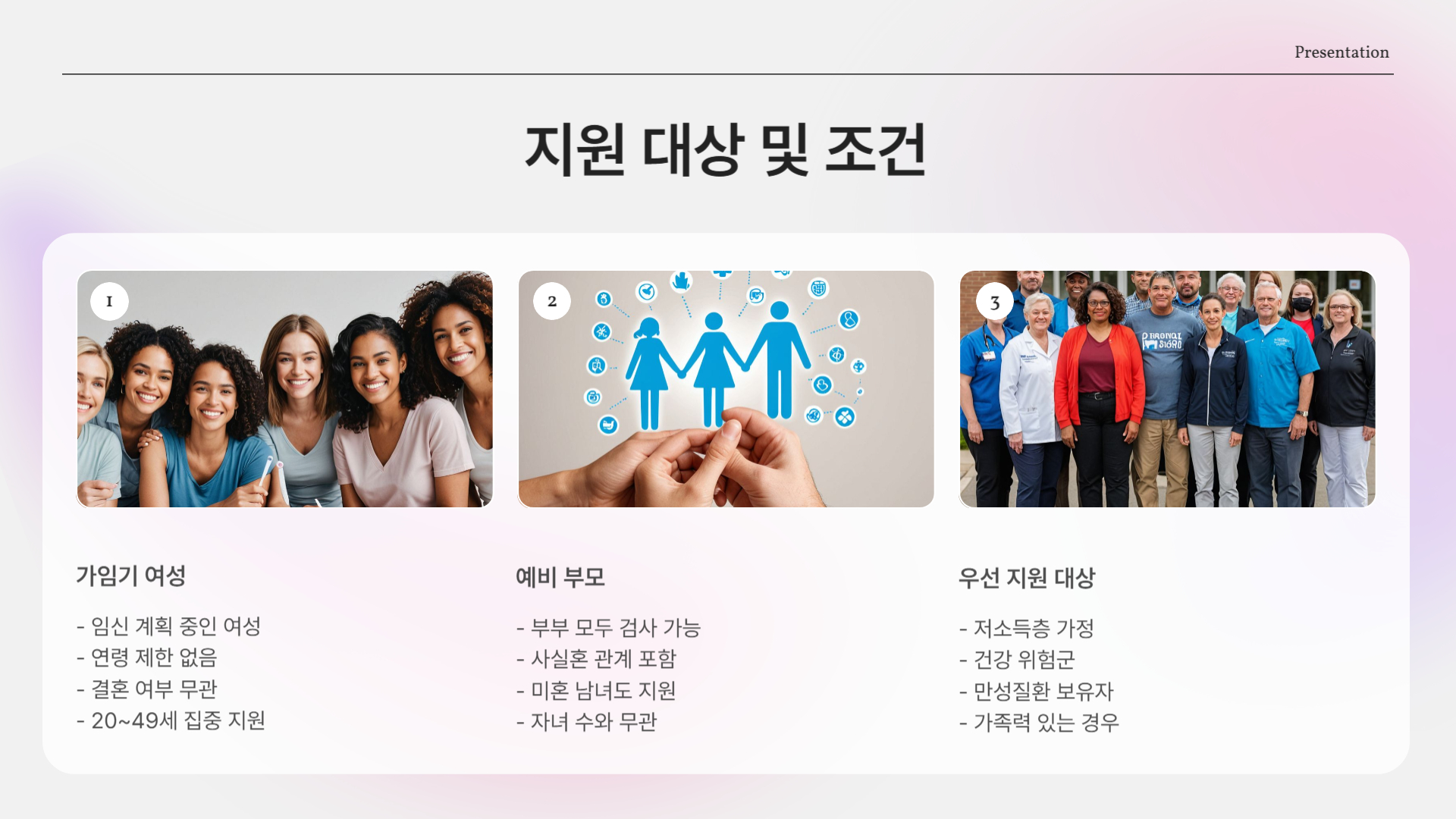 임신 사전건강관리 검사지원