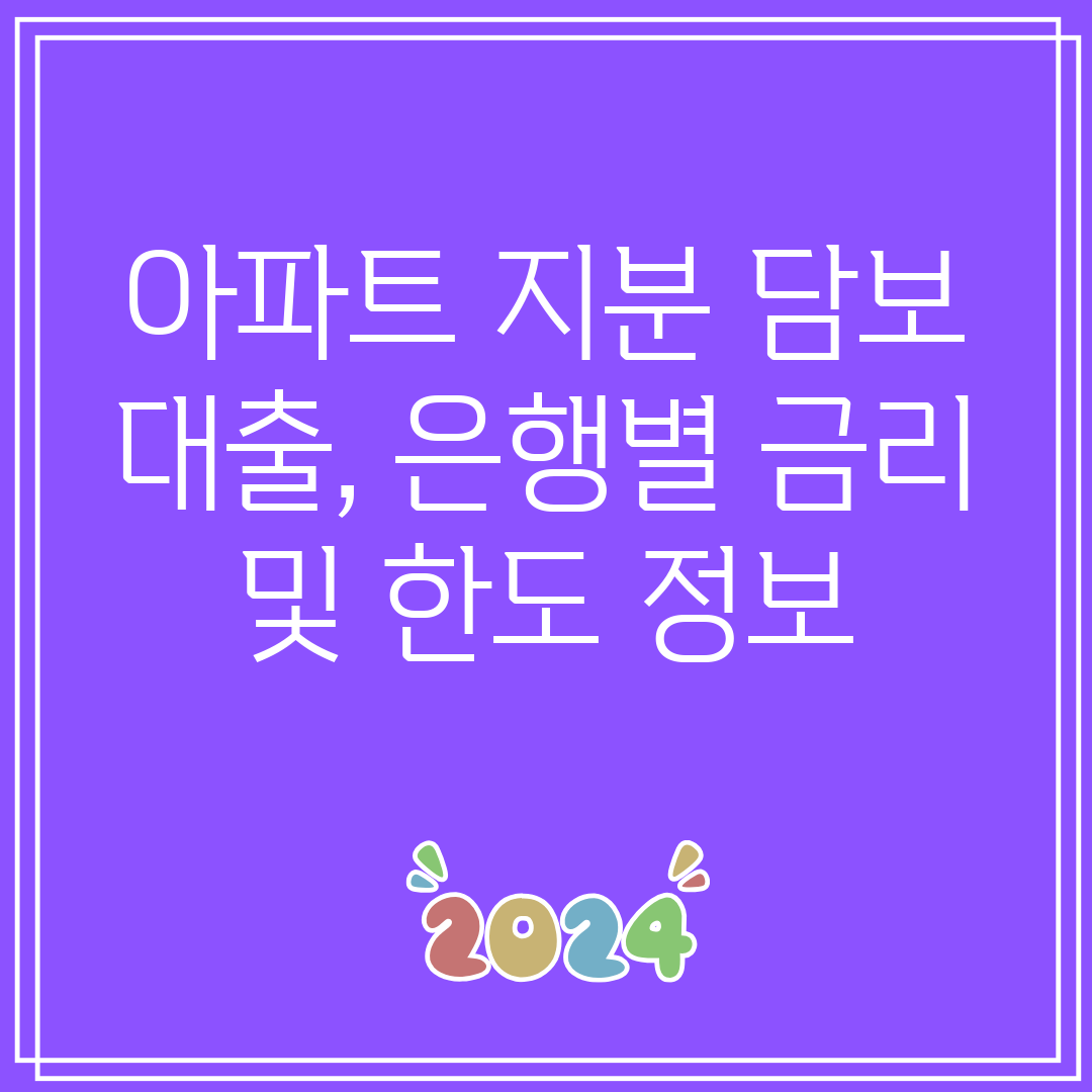 아파트 지분 담보 대출, 은행별 금리 및 한도 정보