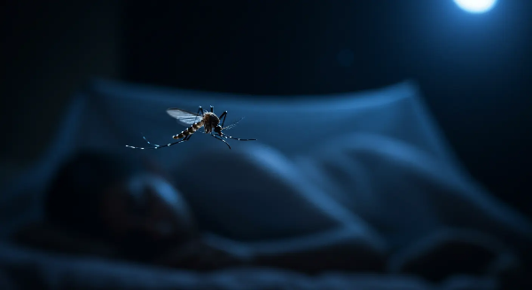 아노펠레스 모기, 밤이면 출몰하는 모습