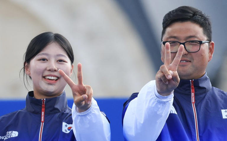 2024 파리올림픽 김우진&middot;임시현 양궁 혼성 단체전 금메달