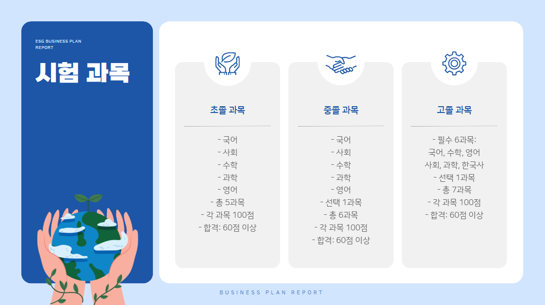 검정고시 시험과목