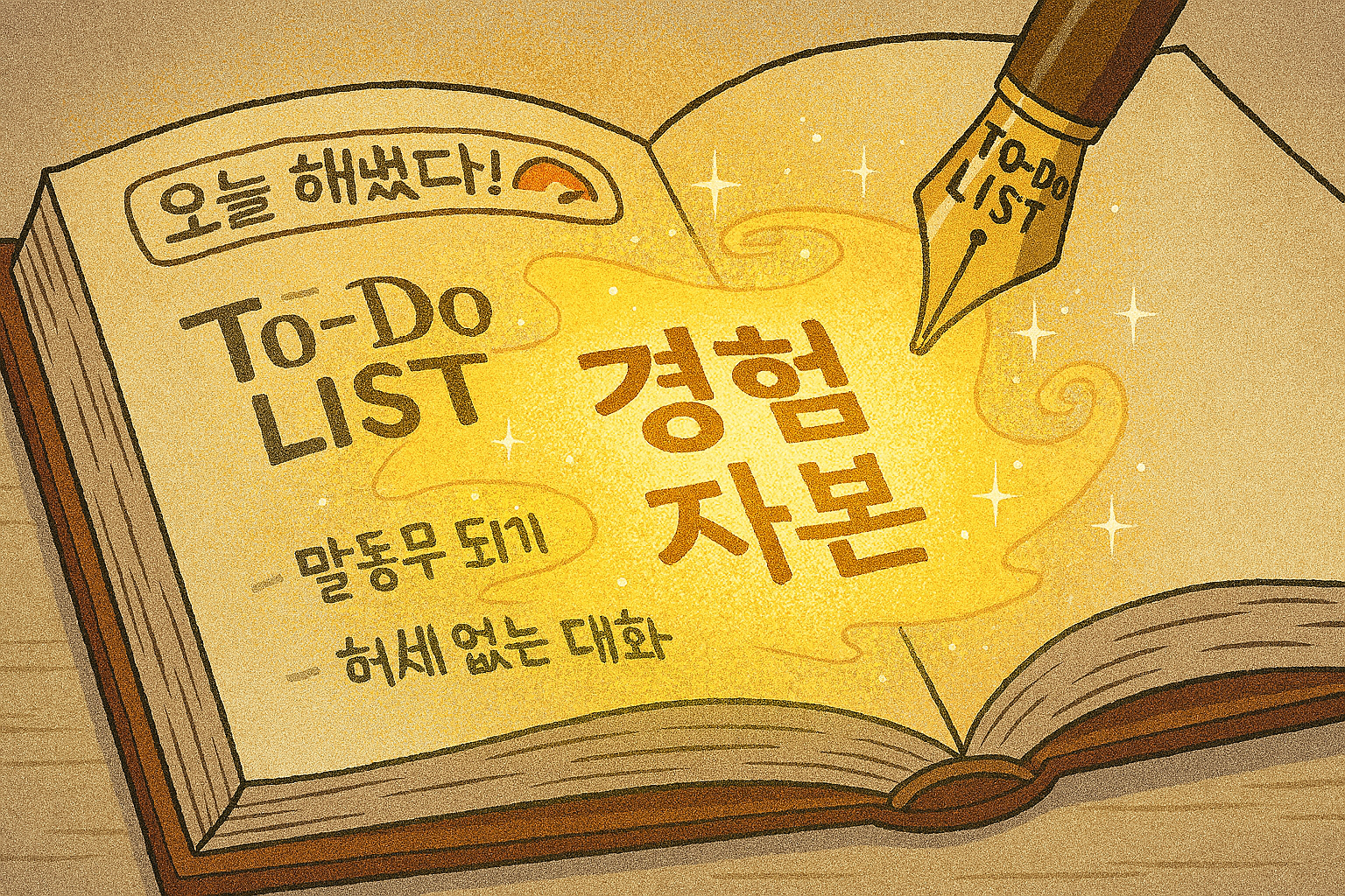 '투 두 리스트'를 실천하며 '인생 설명서'에 '경험 자본'을 쌓아가는 50대 남성의 모습.