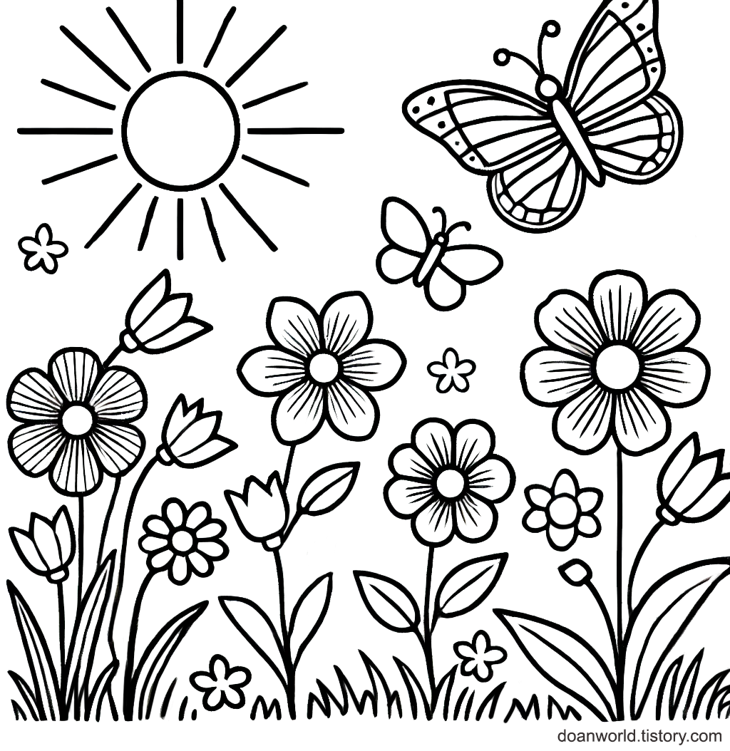 봄 색칠공부 도안