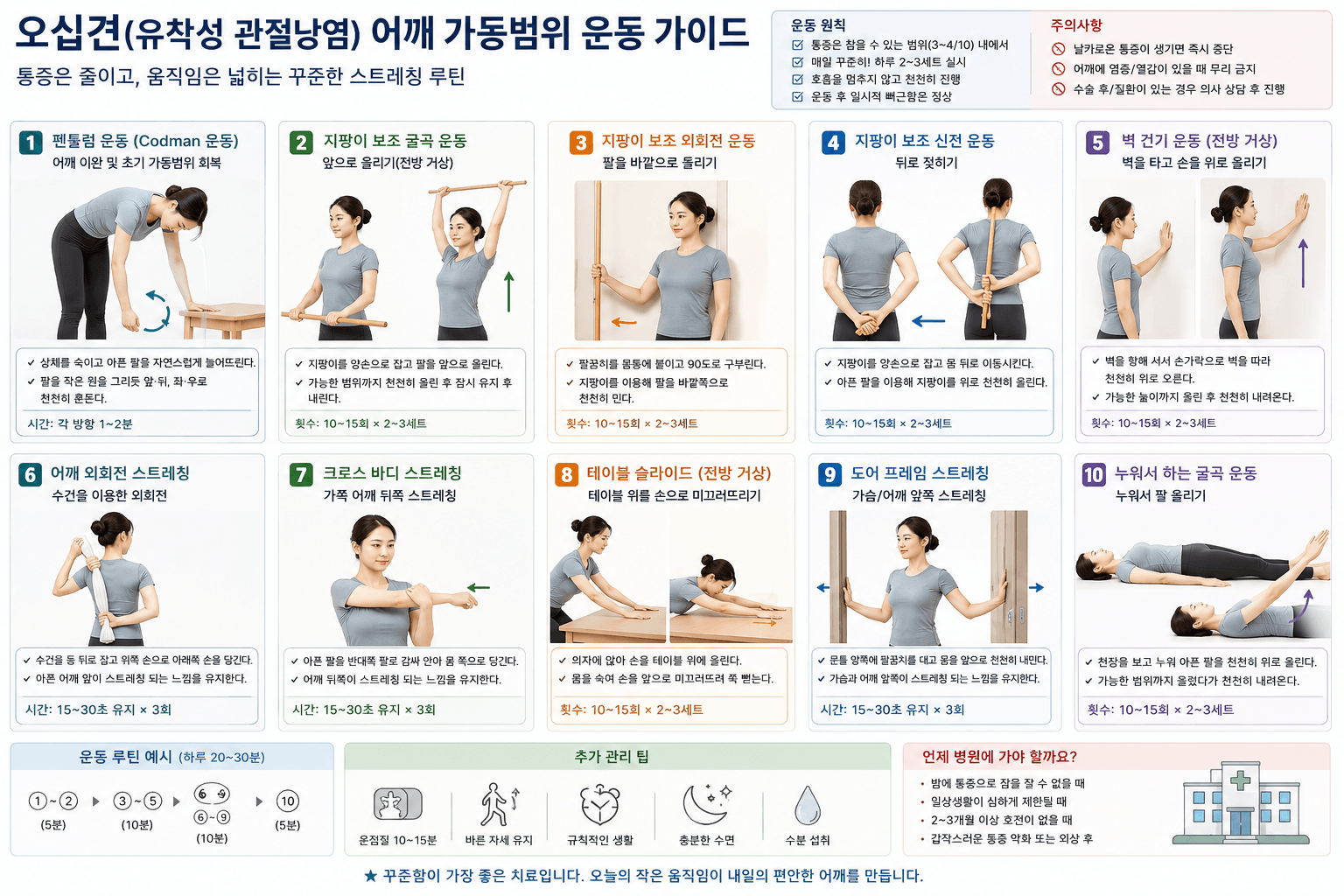 만성 오십견 어깨 관절 가동범위 운동