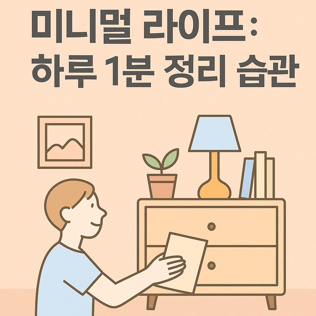 미니멀 라이프를 위해 하루 1분 정리습관을 실천하는 사람