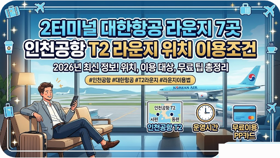 2터미널 대한항공 라운지 7곳 인천공항 T2 라운지 위치 이용조건