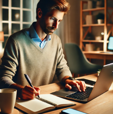 직장인이 저녁에 부업하는 사진