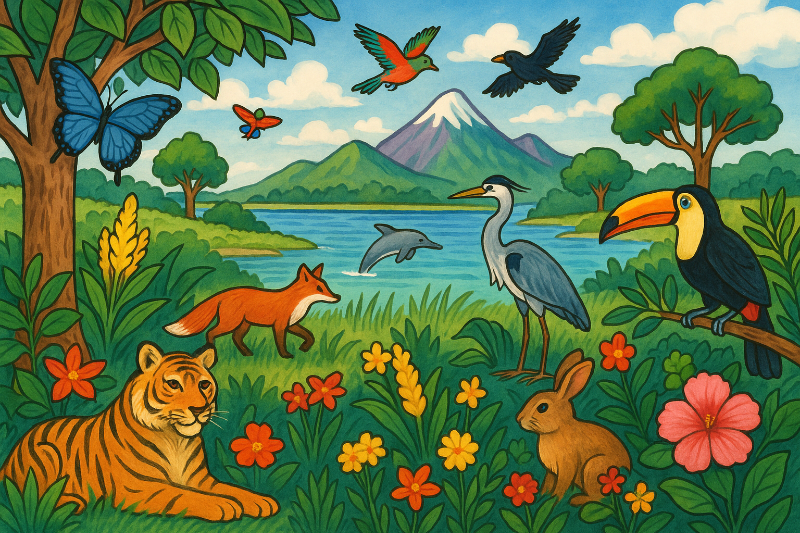 다양한 생물들이 어우러진 생태계의 모습