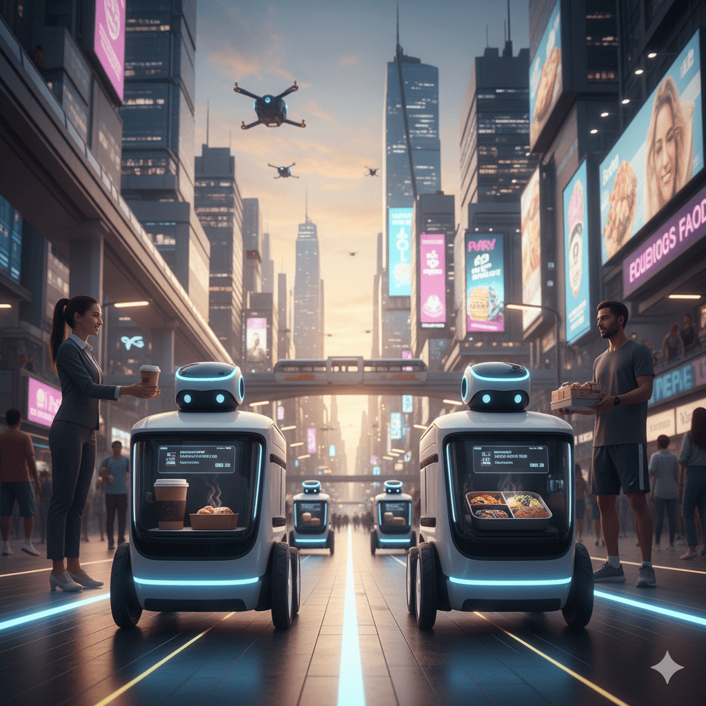 로봇의 배달 장면