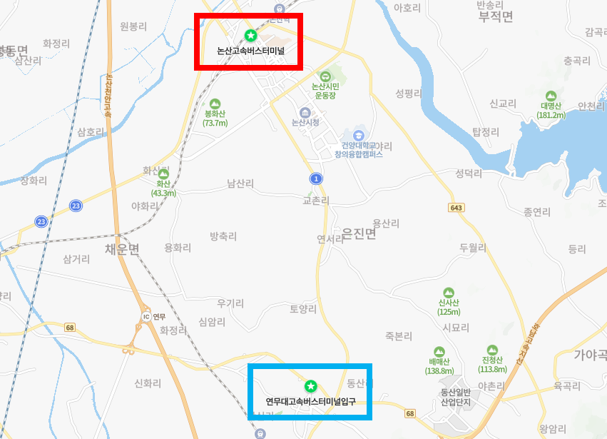 논산고속버스터미널 위치-지도