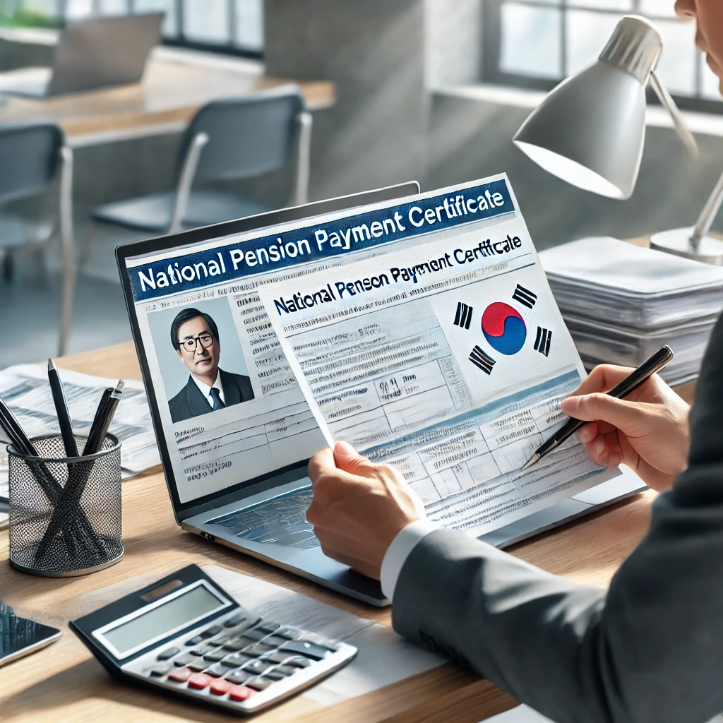 국민연금 납부 확인서를 검토하는 한국인