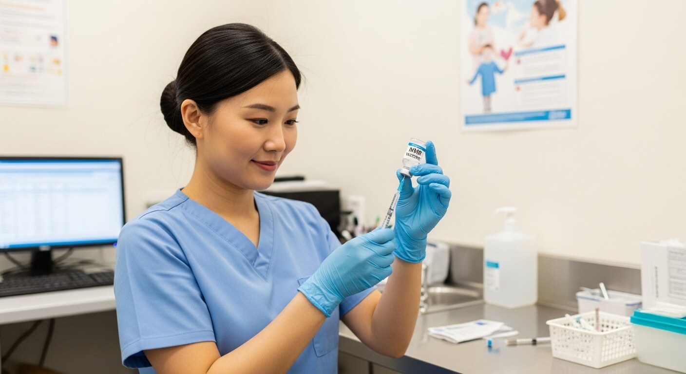 백신 접종을 준비중인 간호사의 모습