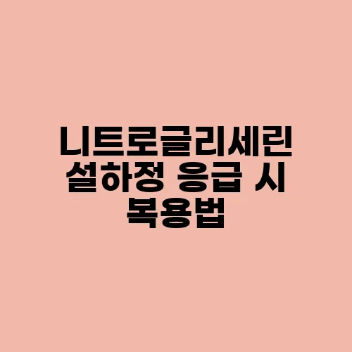 니트로글리세린 설하정 응급 시 복용법