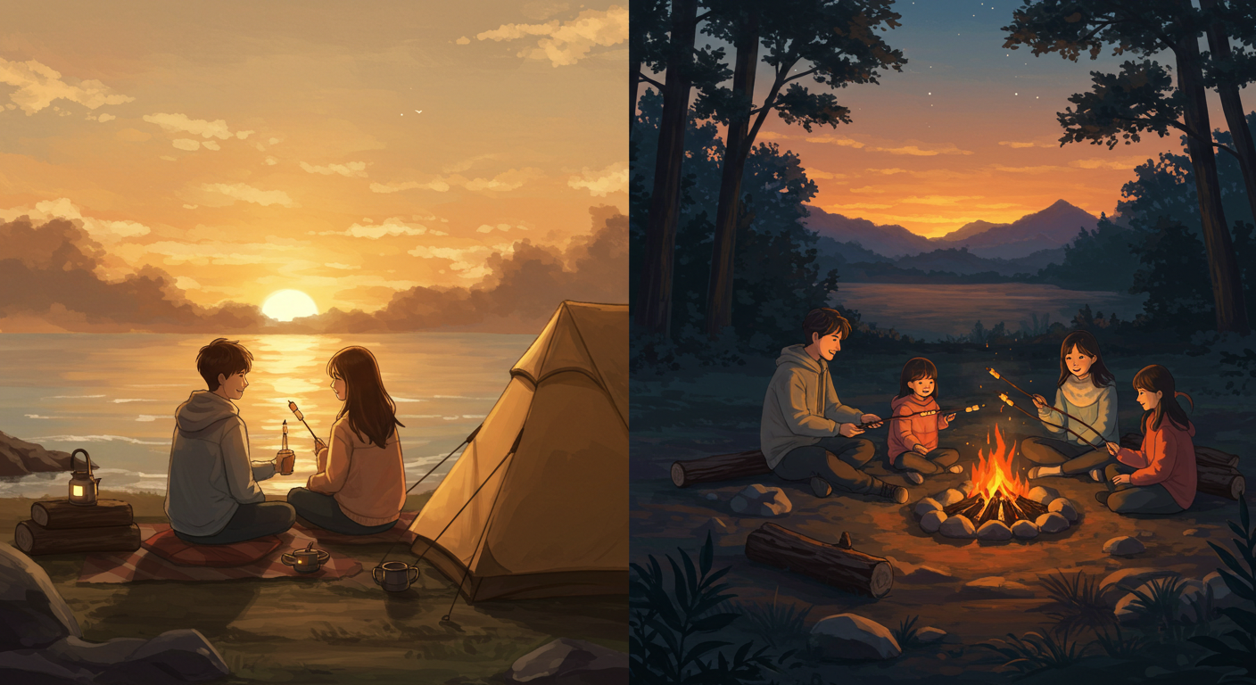 부산 캠핑장에서의 로맨틱한 하루