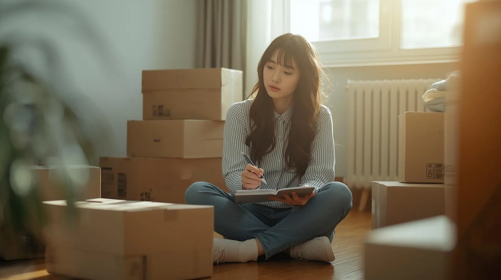 1인 가구 이사 준비 계획을 세우며 체크리스트 확인하는 모습