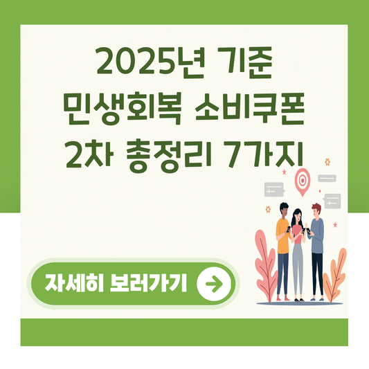2025년 기준 민생회복 소비쿠폰 2차 총정리 7가지 대표 이미지