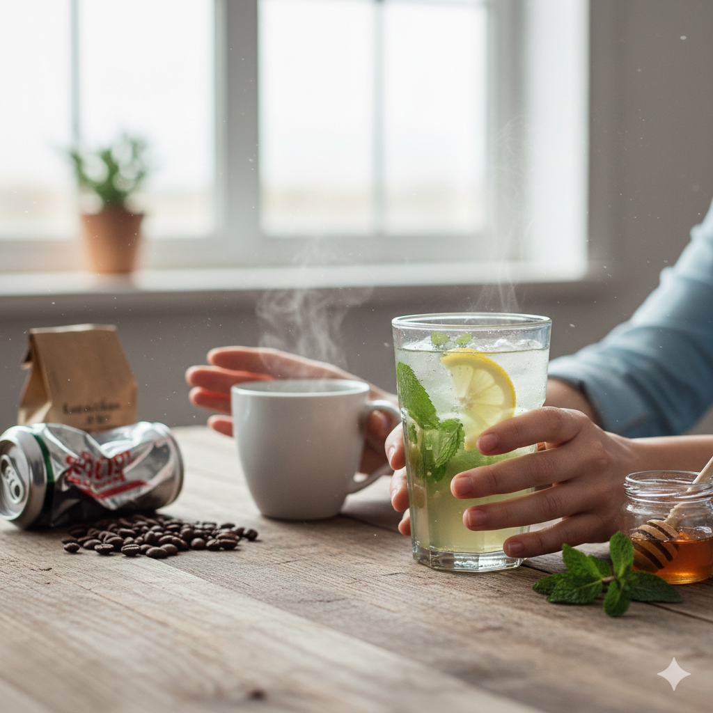 카페인음료 대신 카페인이 없는 차류로 대체
