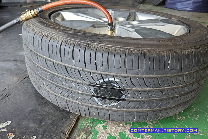 타이어 펑크 공기 주입