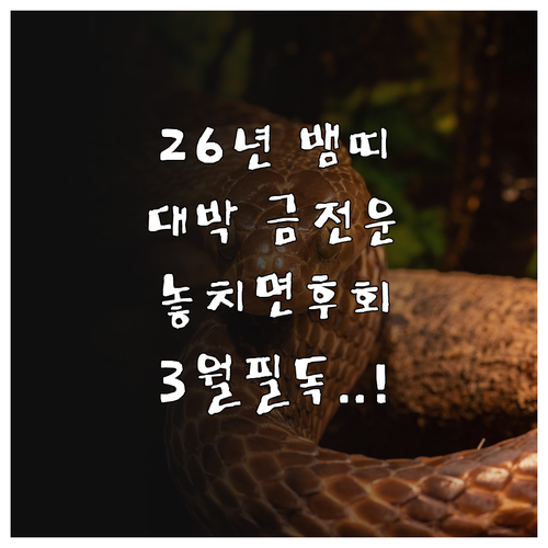 2026년 3월 뱀띠 금전운 연애운 ..