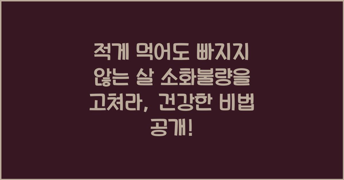 적게 먹어도 빠지지 않는 살 소화불량을 고쳐라