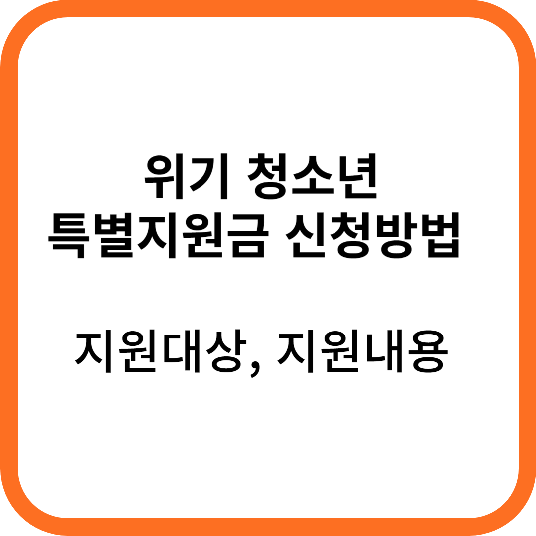 위기 청소년 특별지원금 신청방법 지원대상