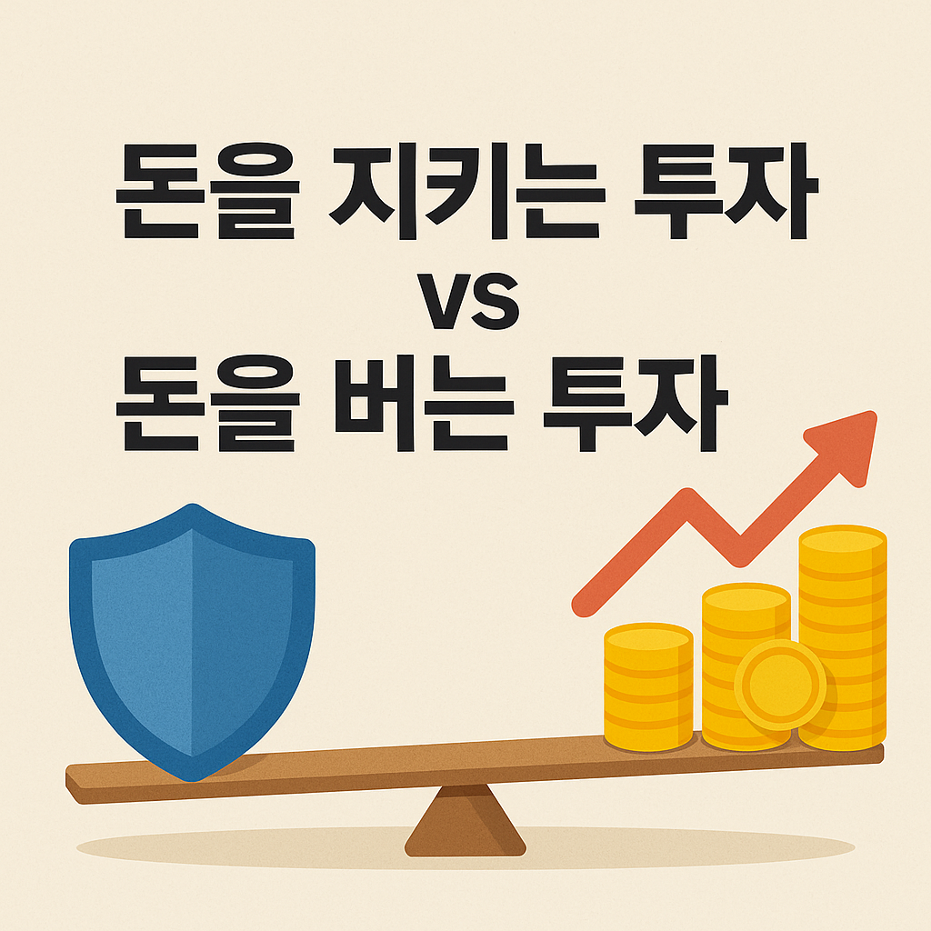 돈을 지키는 투자와 버는 투자의 차이를 나타내는 메인 이미지