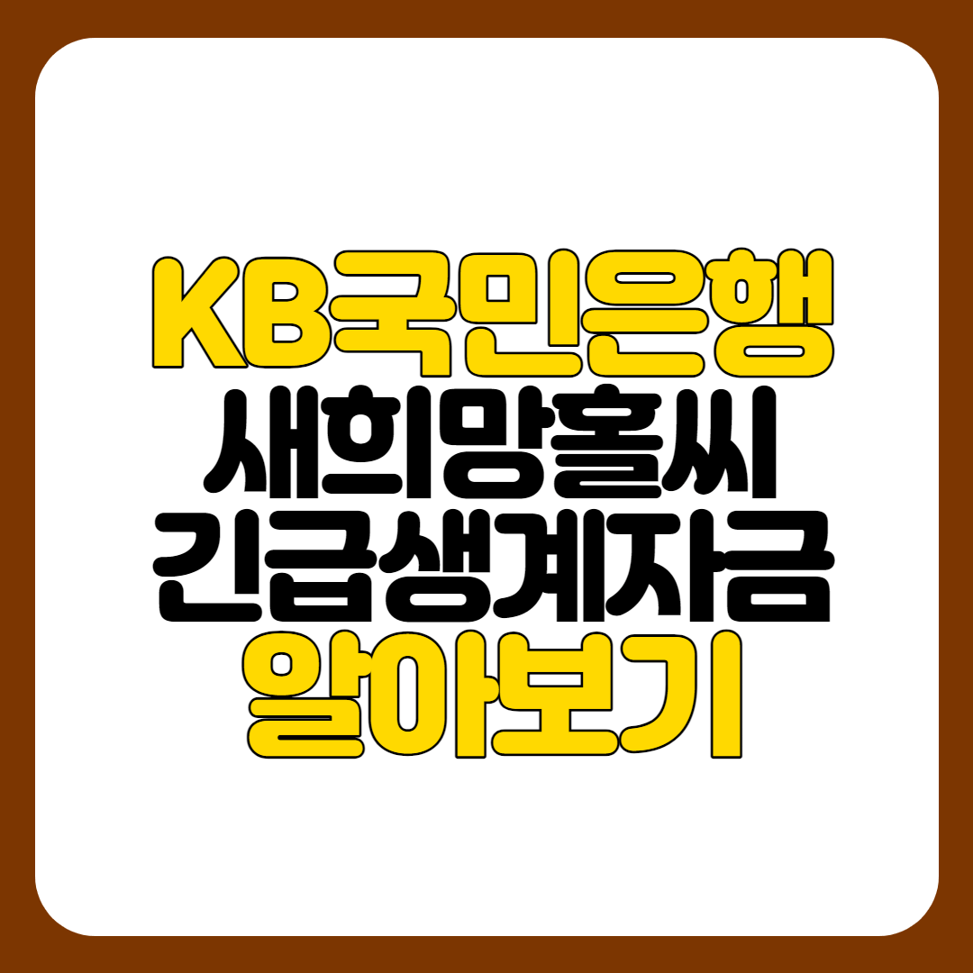 KB국민은행 새희망홀씨 긴급생계자금