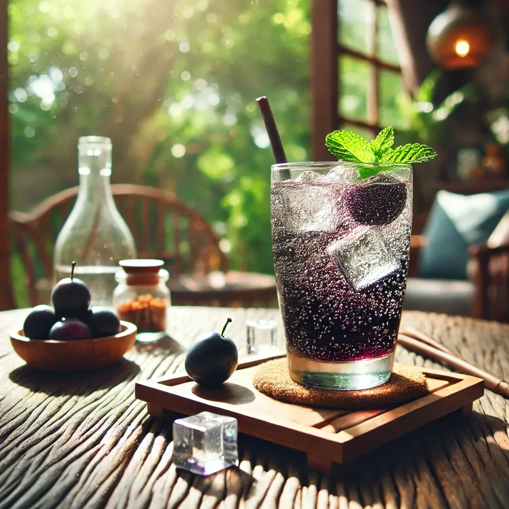 흑매실 발효액과 탄산수로 만든 상쾌한 음료