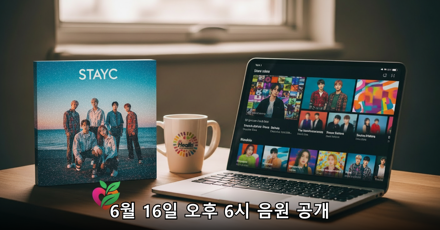 스테이씨 앨범 재킷 이미지와 스트리밍 화면