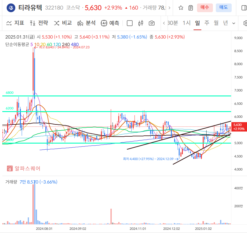 티라유텍 일봉차트