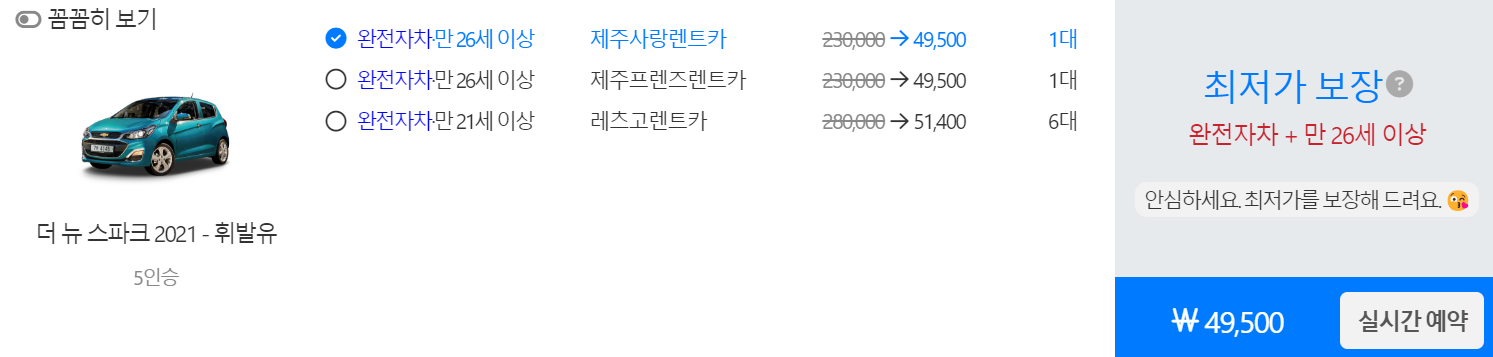 돌하루팡 렌트카 가격비교