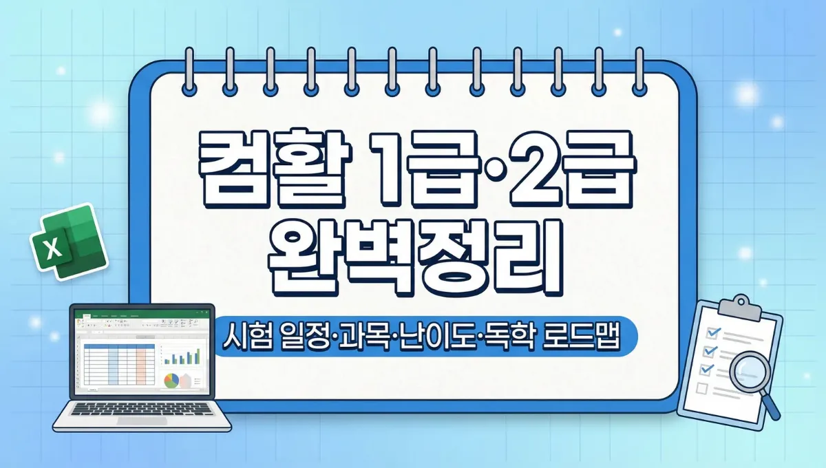 컴활 1급·2급 완벽정리 대표이미지(시험일정·과목·난이도·독학 로드맵)