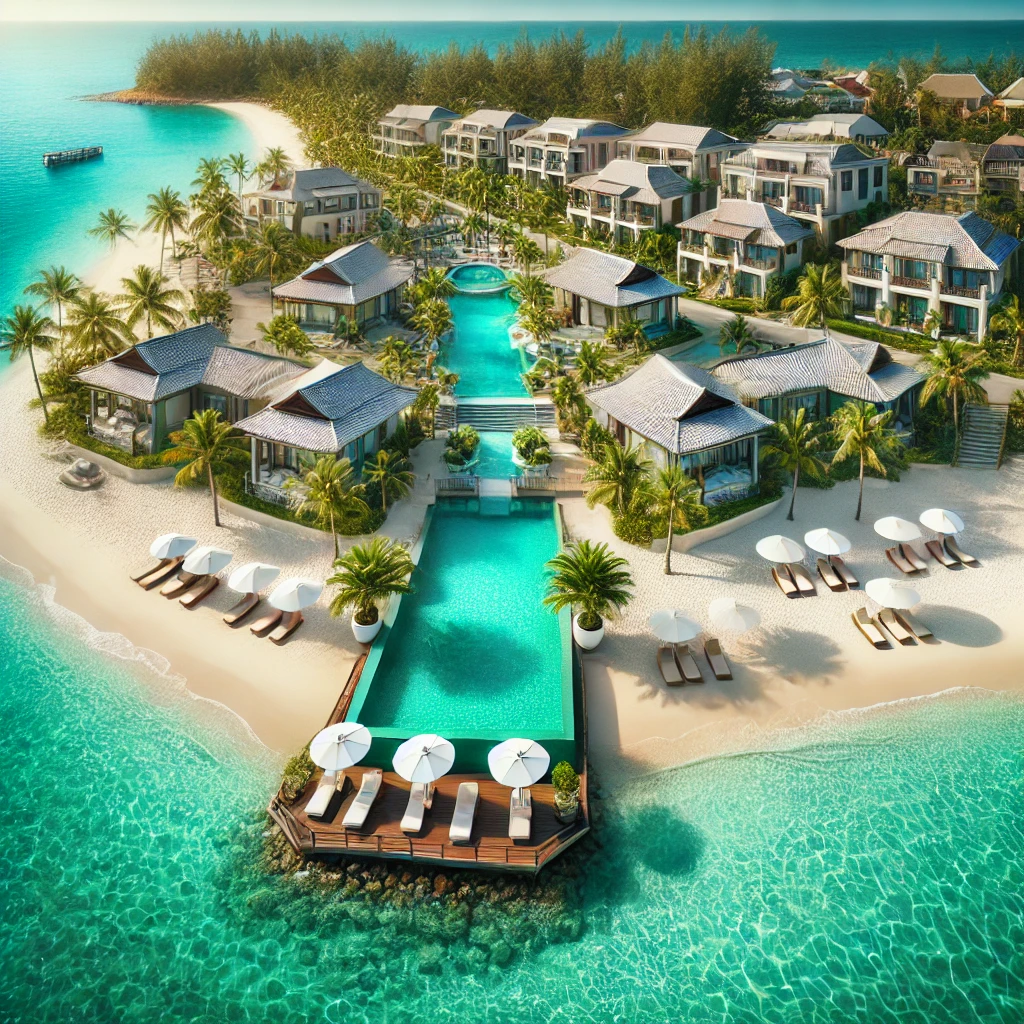 푸꾸옥의 에메랄드빛 바다와 럭셔리 리조트 풍경