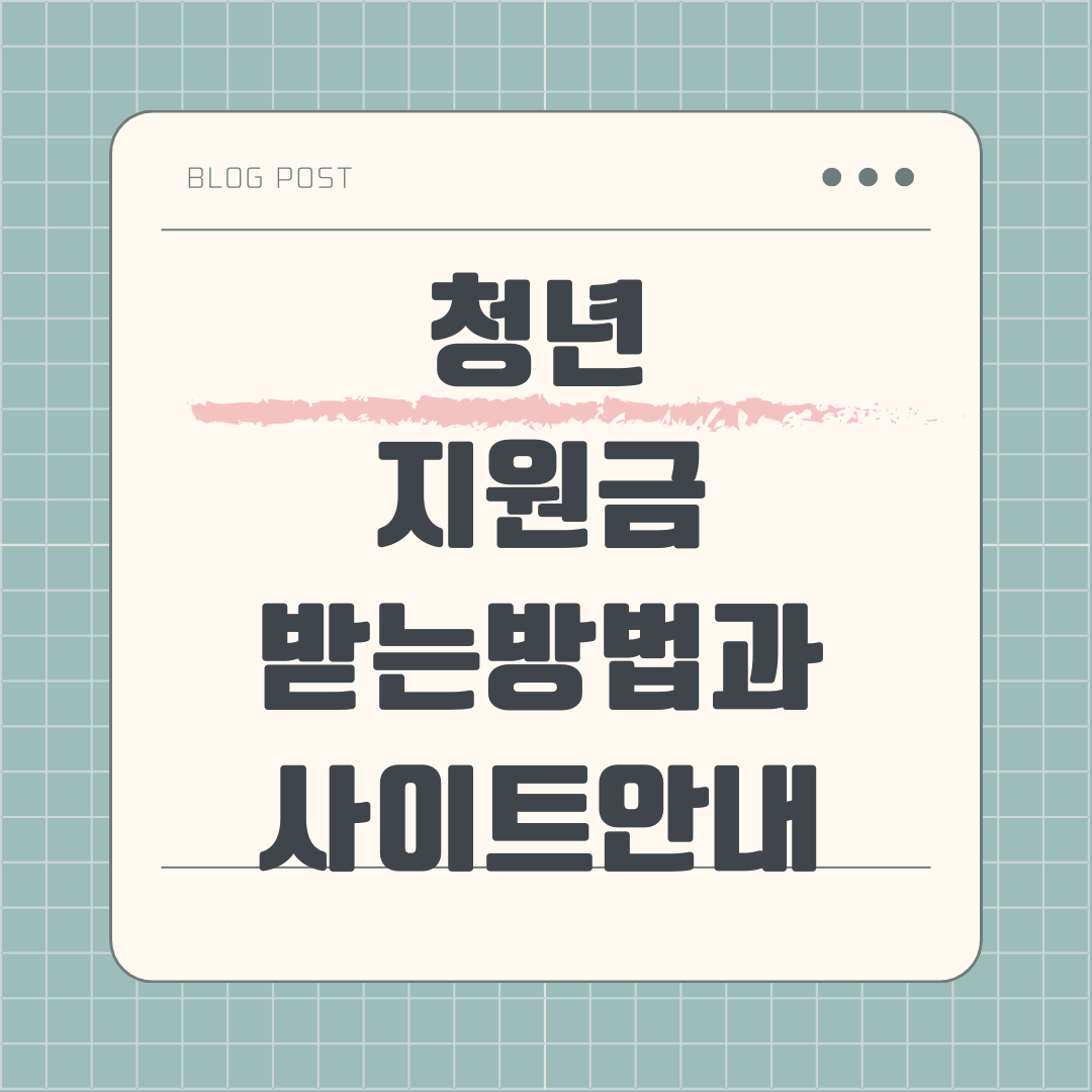 청년을 위한 지원금 : 희망의 디딤돌