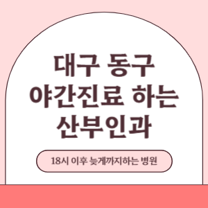 대구 동구 야간진료 늦게까지 진료 하는 산부인과 병원 (18시 이후 지금 진료 중인 병원)