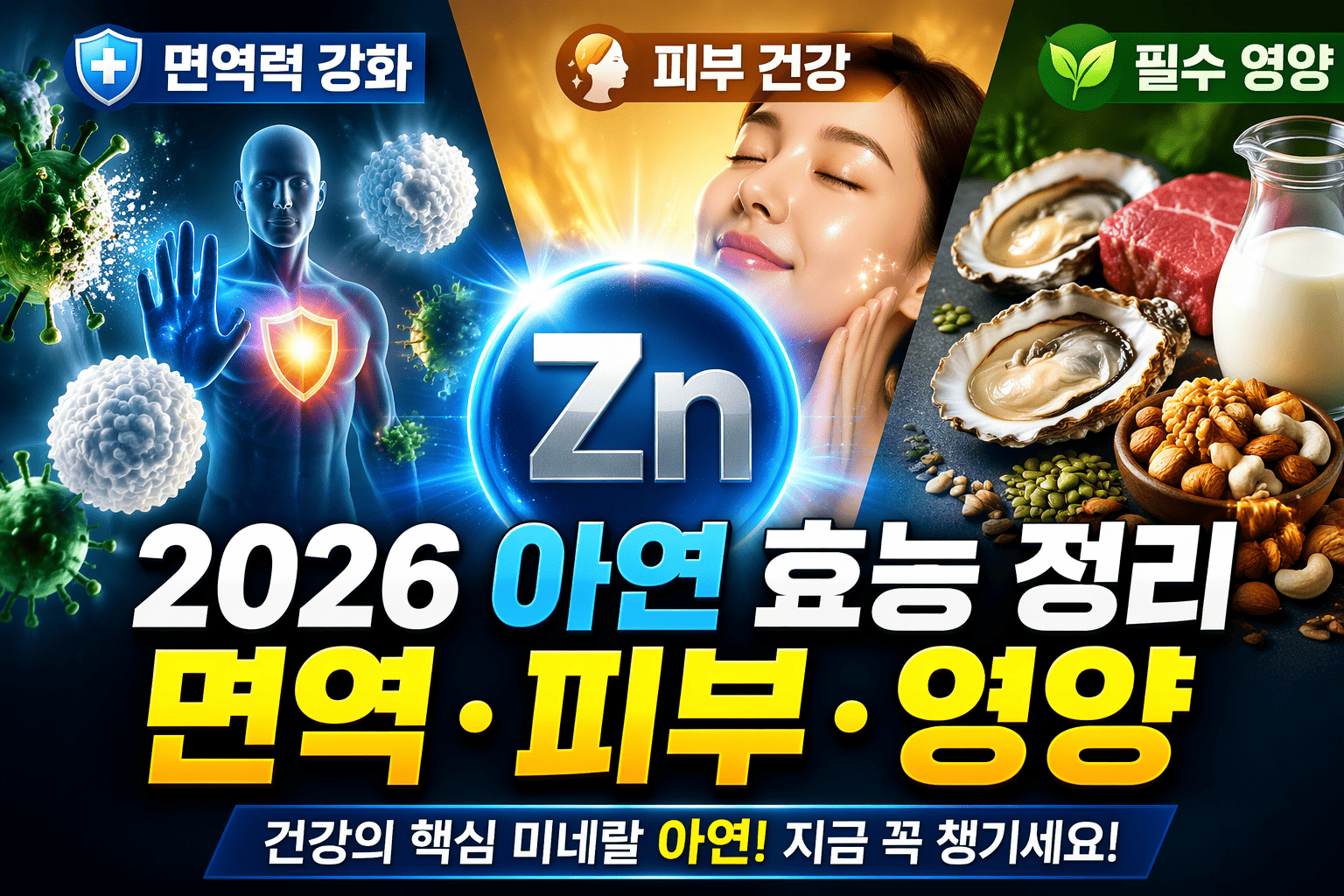 2026 아연 효능 정리 (면역, 피부, 영양)