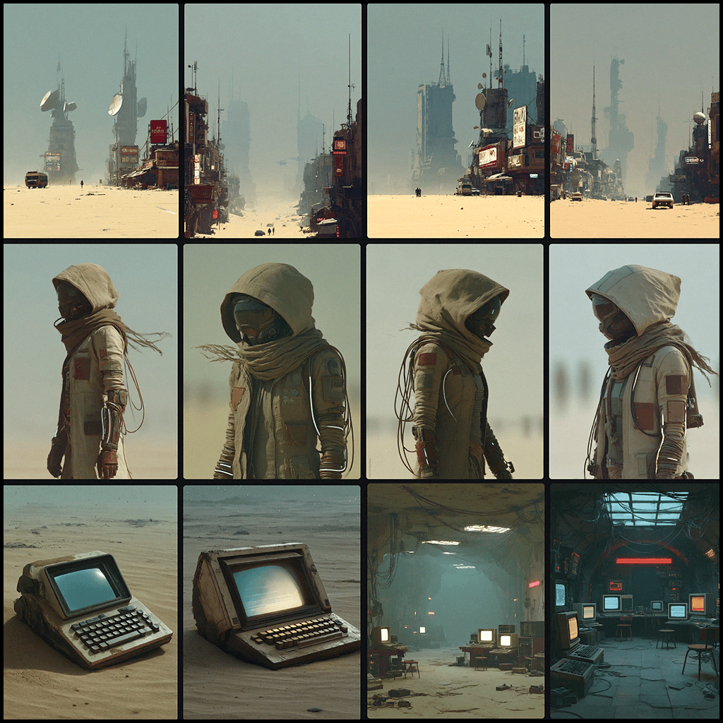 post-apocalyptic retro sci-fi 세계관 실전 예시 이미지_Midjourney