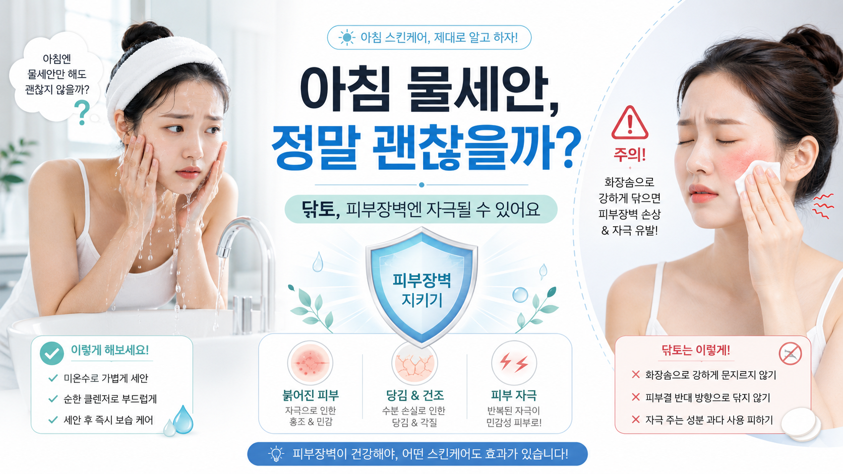 아침-물세안-닦토-부작용-피부장벽-자극-주의