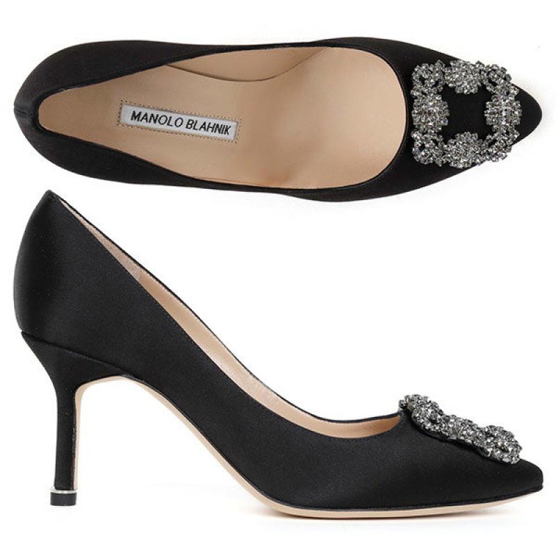 마놀로블라닉 23FW 한기시 70 새틴 펌프스 힐 0662 0042 BLCK